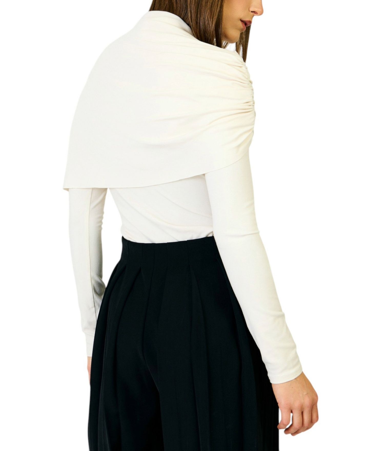 Женский топ Line & Dot Angeli Mock Neck Long-Sleeve Cape-Style, цвет: Костяной — фото 6