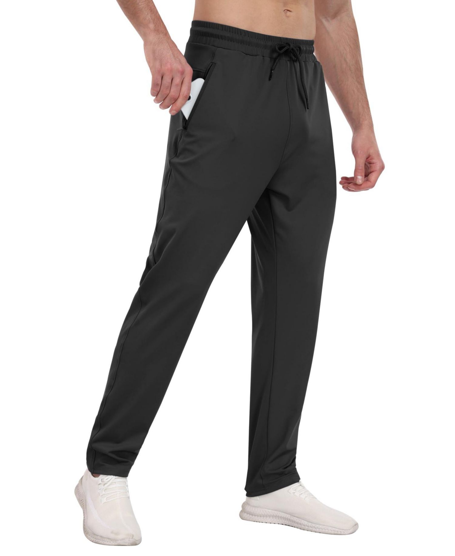 3 Pack Mens Athletic Pants with Zipper Pockets Running Gym Joggers