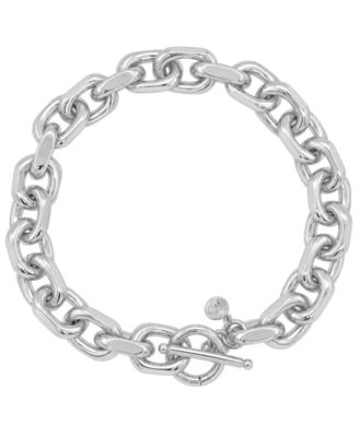 Silver-Plated or 18K Gold-Plated Oval Chain Toggle Bracelet