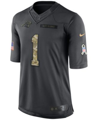 Nike Carolina Panthers No1 Cam Newton Olive/Camo Men's Stitched NFL Limited 2017 Salute To Service Jersey