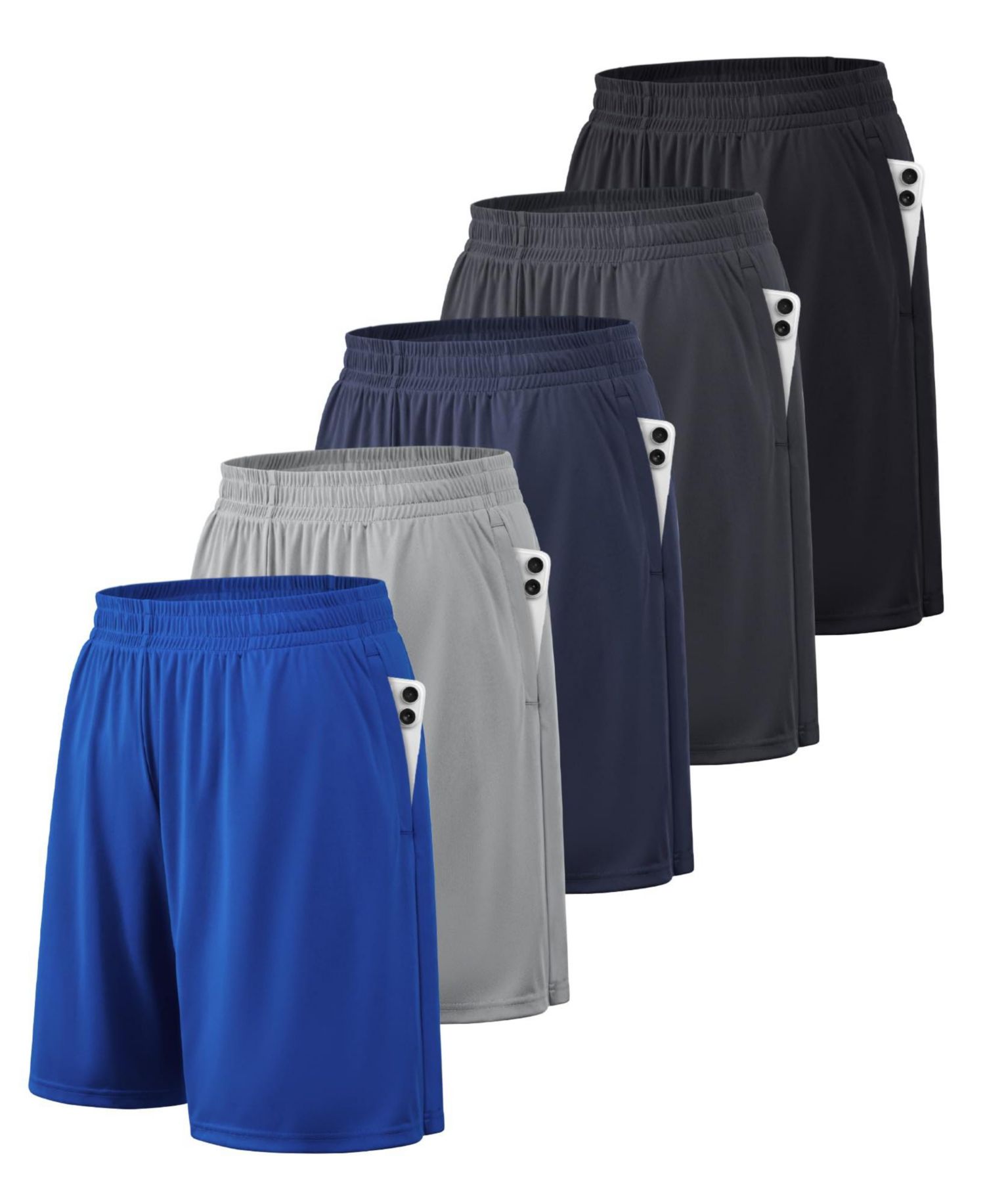 5 Pack Mens Quick Dry Athletic Workout Shorts With Pockets Fitness Training