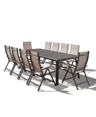 9/11/13PCS Outdoor Patio Dining Set Aluminum Table and Foldable Chairs with 8 Adjustable Angles