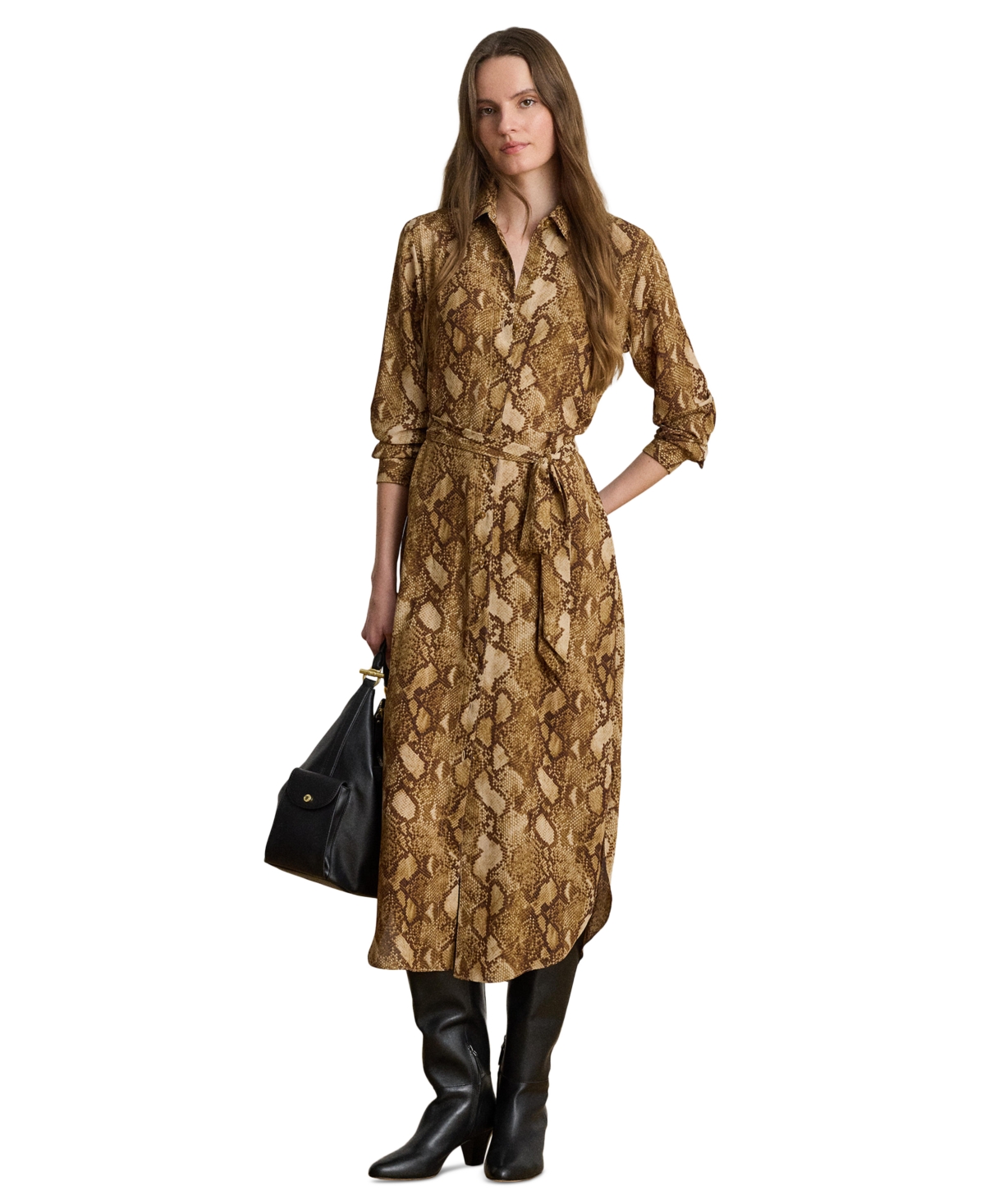 Lauren Ralph Women's Collared Long-Sleeve Shirt Dress