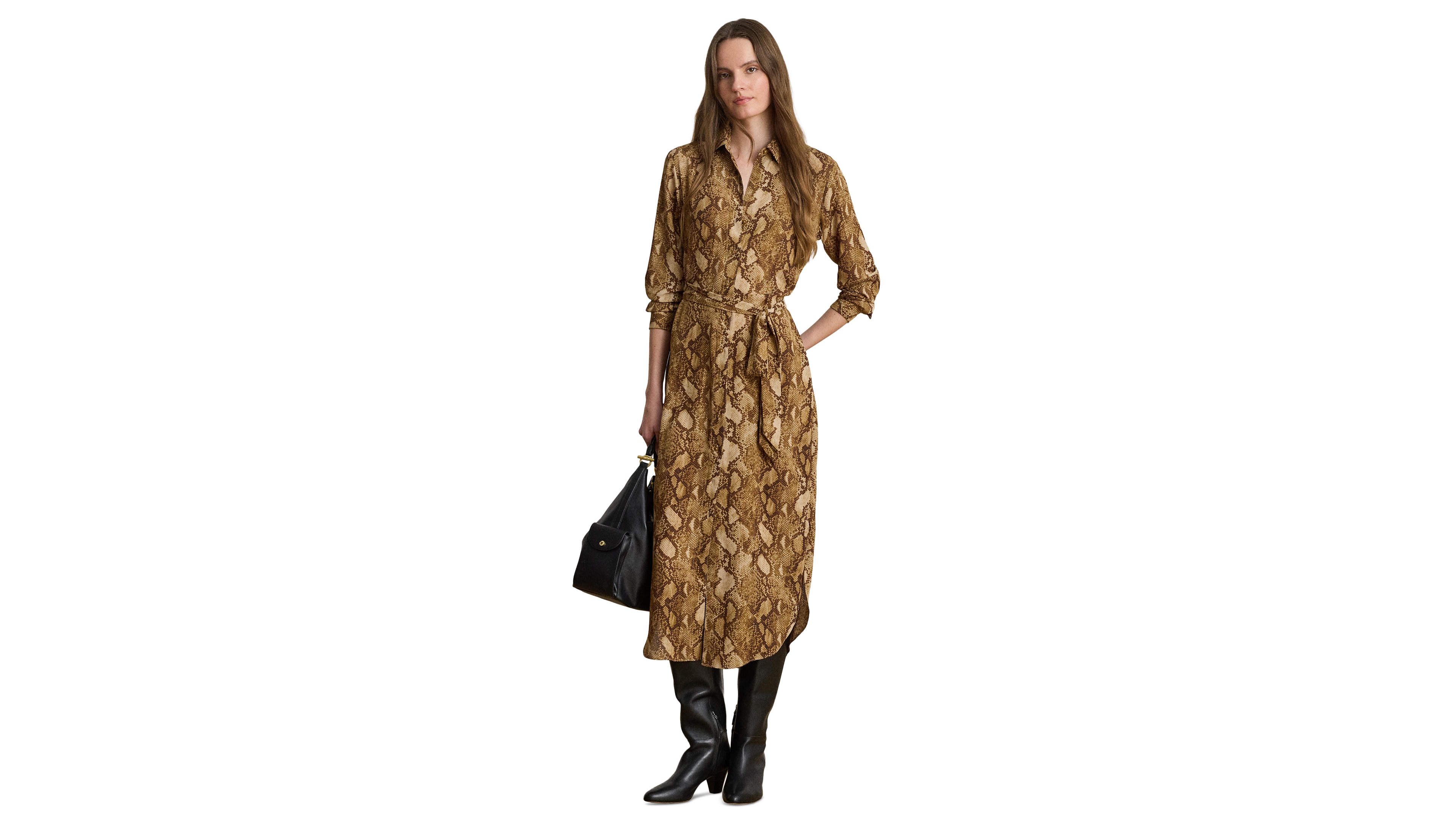 Lauren Ralph Women's Collared Long-Sleeve Shirt Dress
