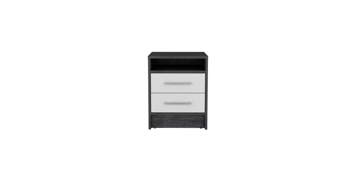 Flynama Smokey 2-Drawer Nightstand with Open Shelf