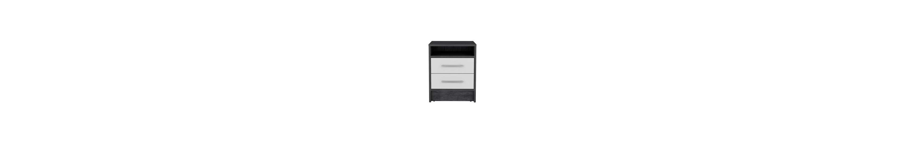 Flynama Smokey 2-Drawer Nightstand with Open Shelf
