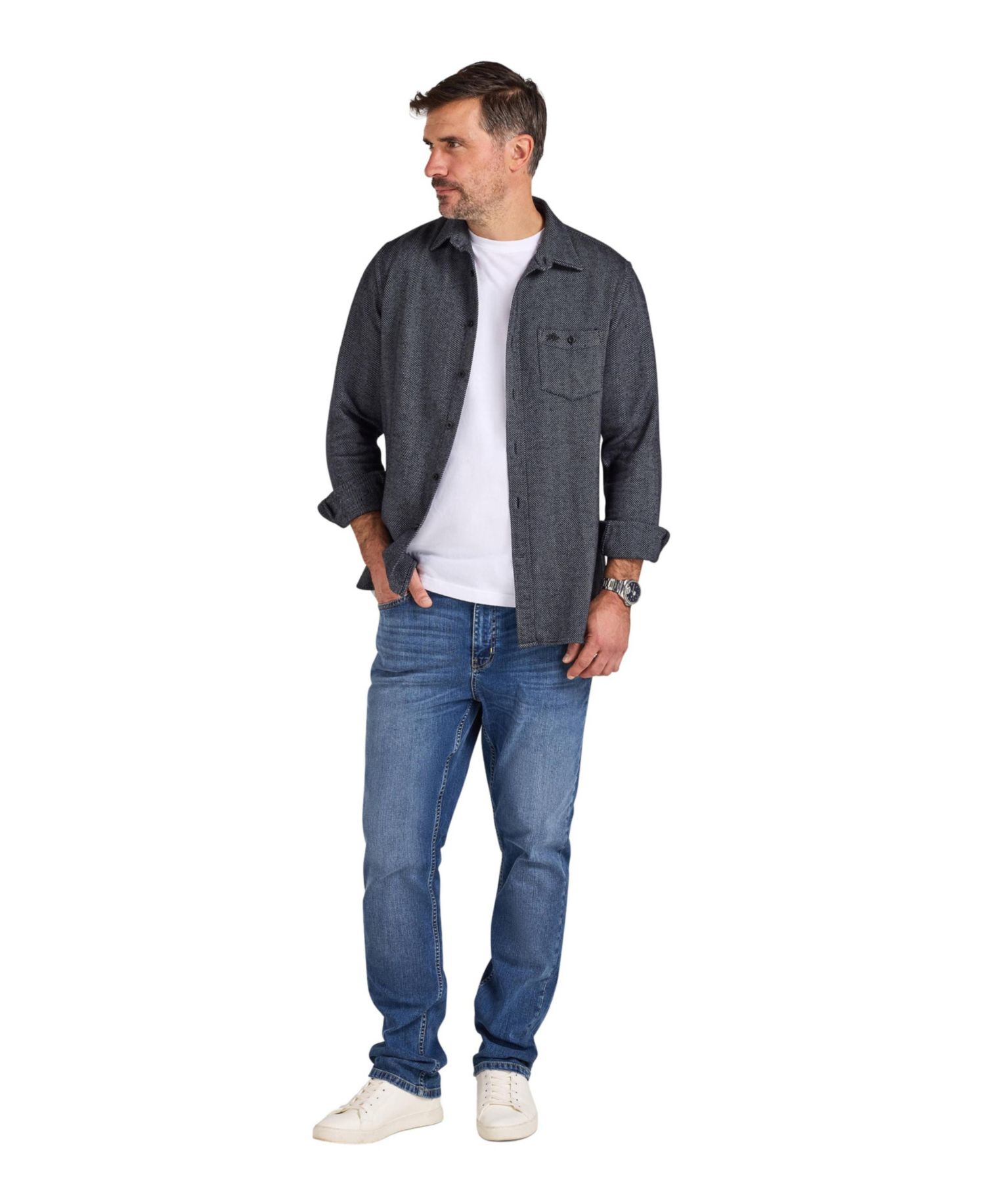 Men's Herringbone Long-Sleeve Shirt