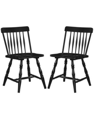 Windsor Dining Chairs Set of 2 with Turned Legs and Curved Spindle Back