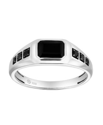 Sumi Black Spinel Emerald Cut Ring (1 ct. t.w.) in Sterling Silver