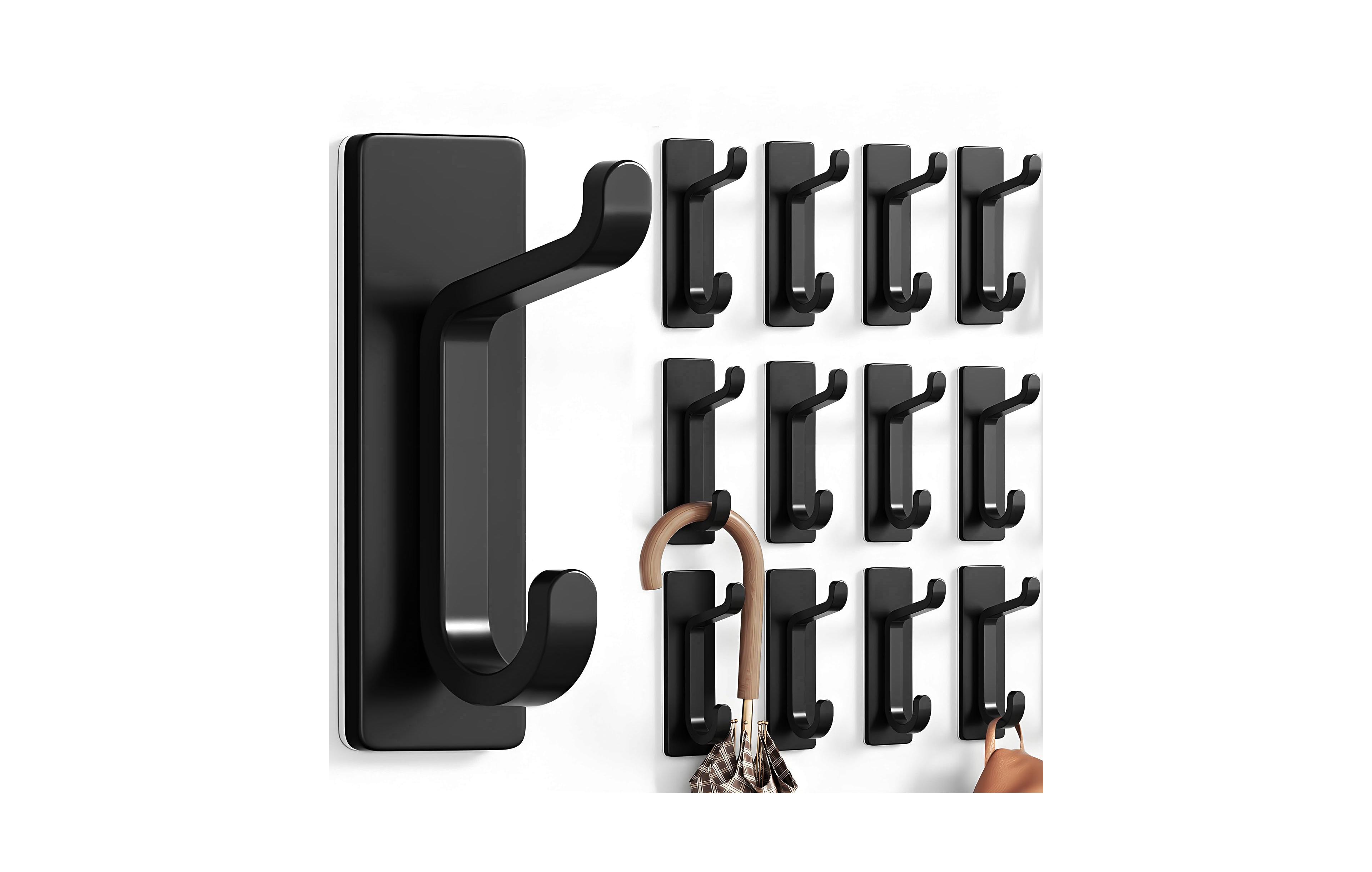 Cyqbd 12 Pack Wall Hooks Adhesive Door Hanger Stick On Coat Towel Bathroom Hardware