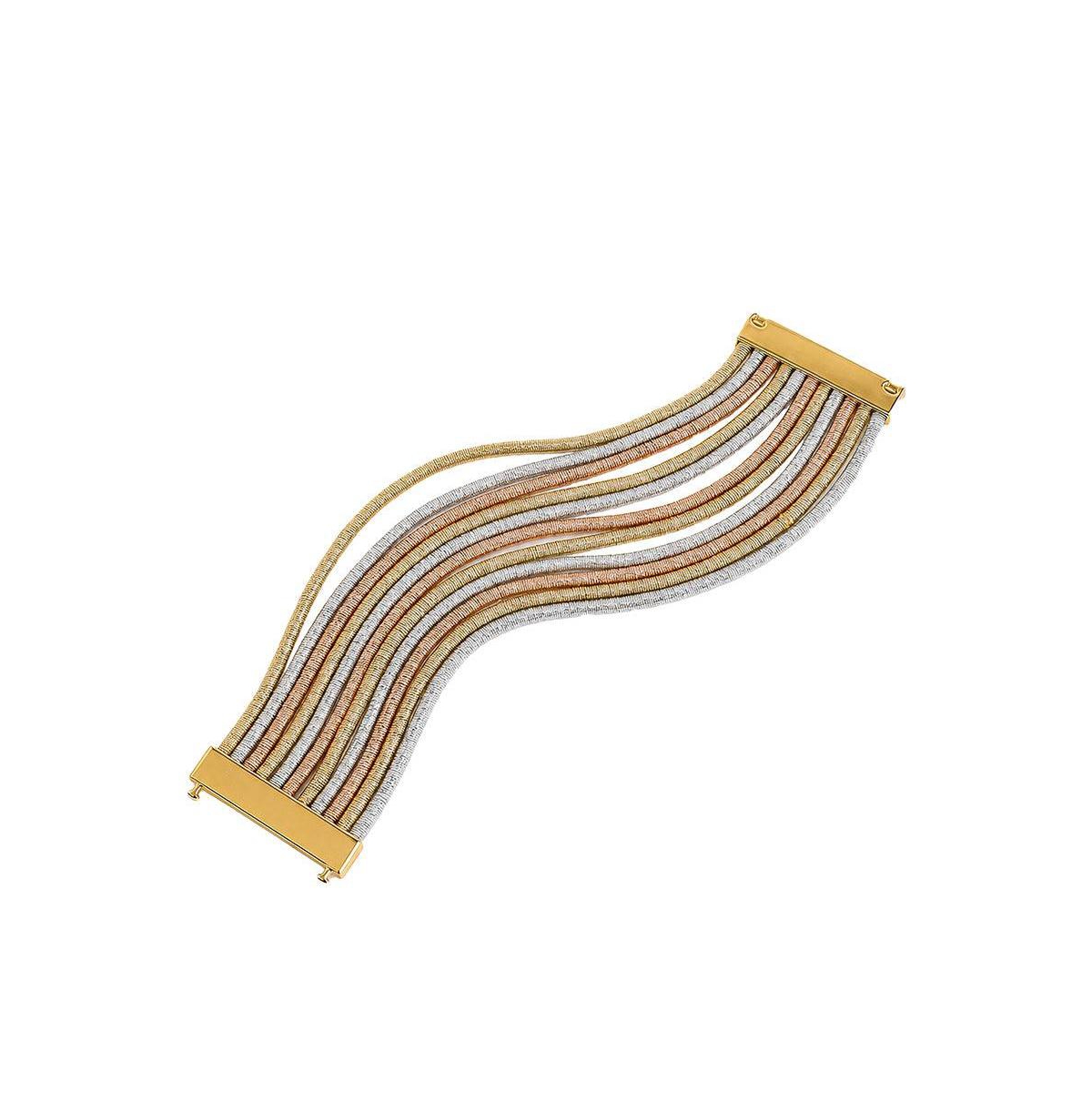 Sohi Women's Tri-Tone Stacked Bangle Set, 3-Piece Set - Gold, silver, rose gold