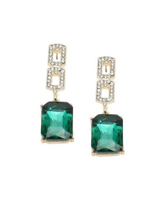 Women's Green  Embellished Drop Earrings
