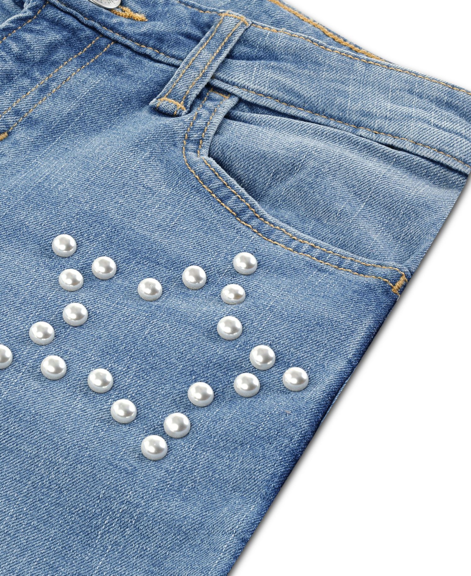 Girls' 5-16 Pearly High-Waisted Wide-Leg Jeans