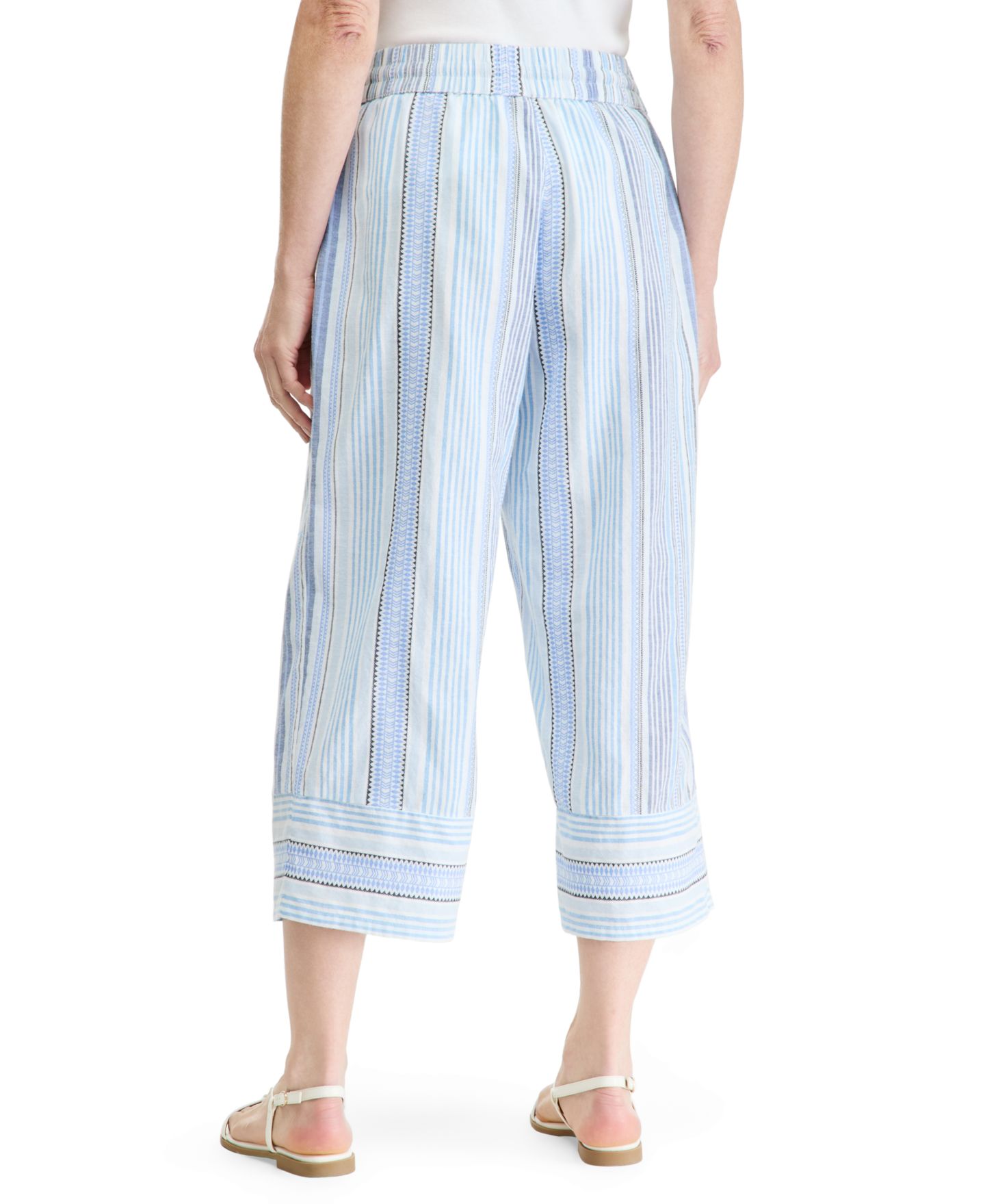 Женские брюки Style & Co Striped Pull-On Wide-Leg Capris, цвет: Синий полосатый — фото 2
