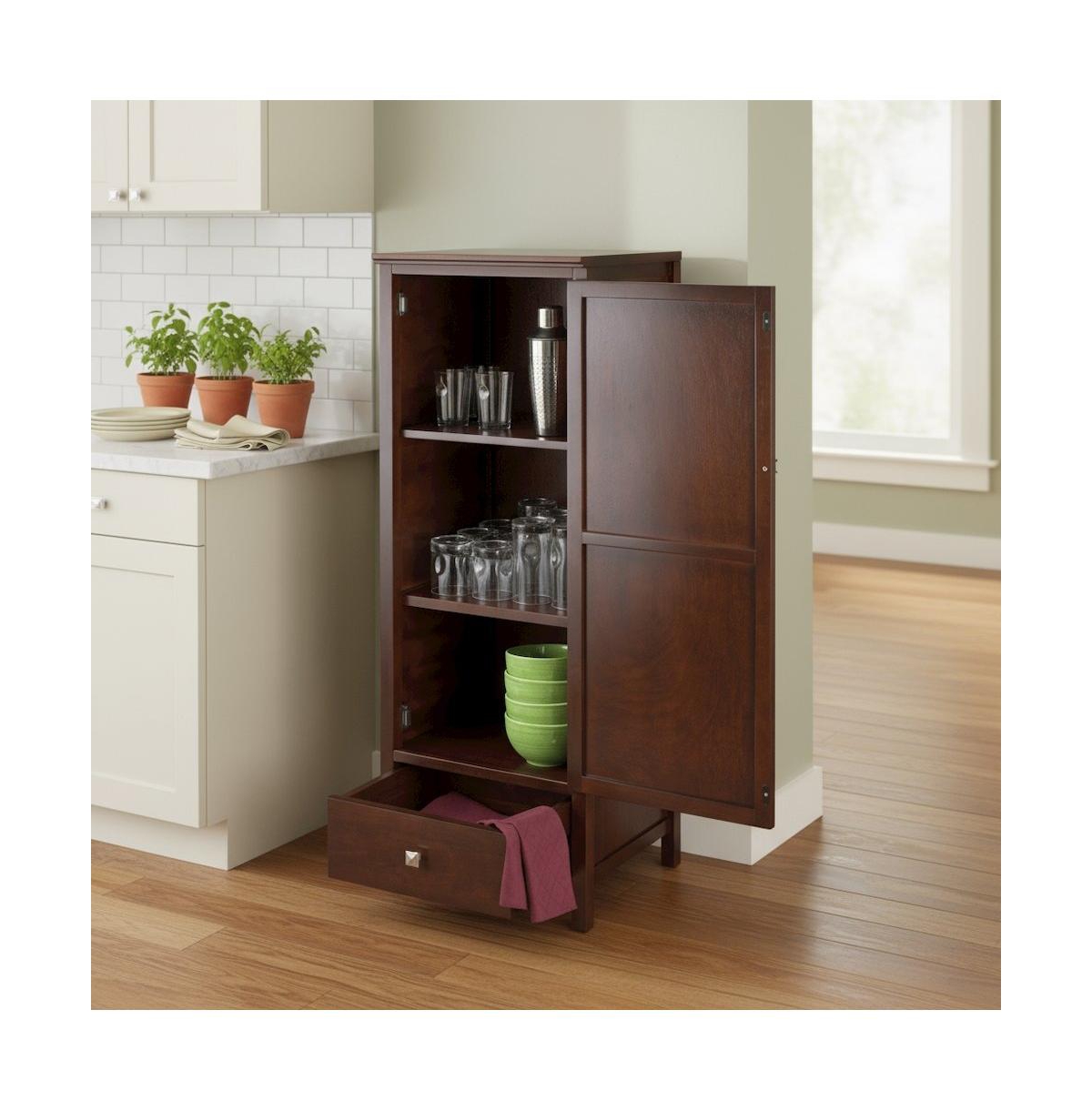 FurniFact Jelly Cabinet, Storage Cupboard, Drawer - Walnut