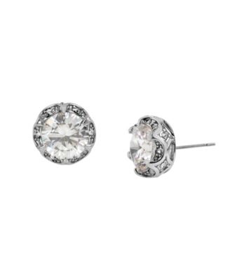 Silver-Tone Crystal Ruffled Earrings