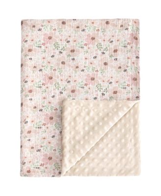 Baby Lyra Minky-Dot Reversible Muslin Blanket, 40" x 30"