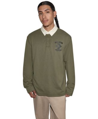 Men's Allverse Rugby Long-Sleeve Contrast-Collar Polo Shirt