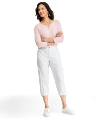 Women's Linen-Blend Cargo Capris