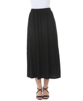 Women's Rhinestone Embellish Midi High-Waisted Skirt