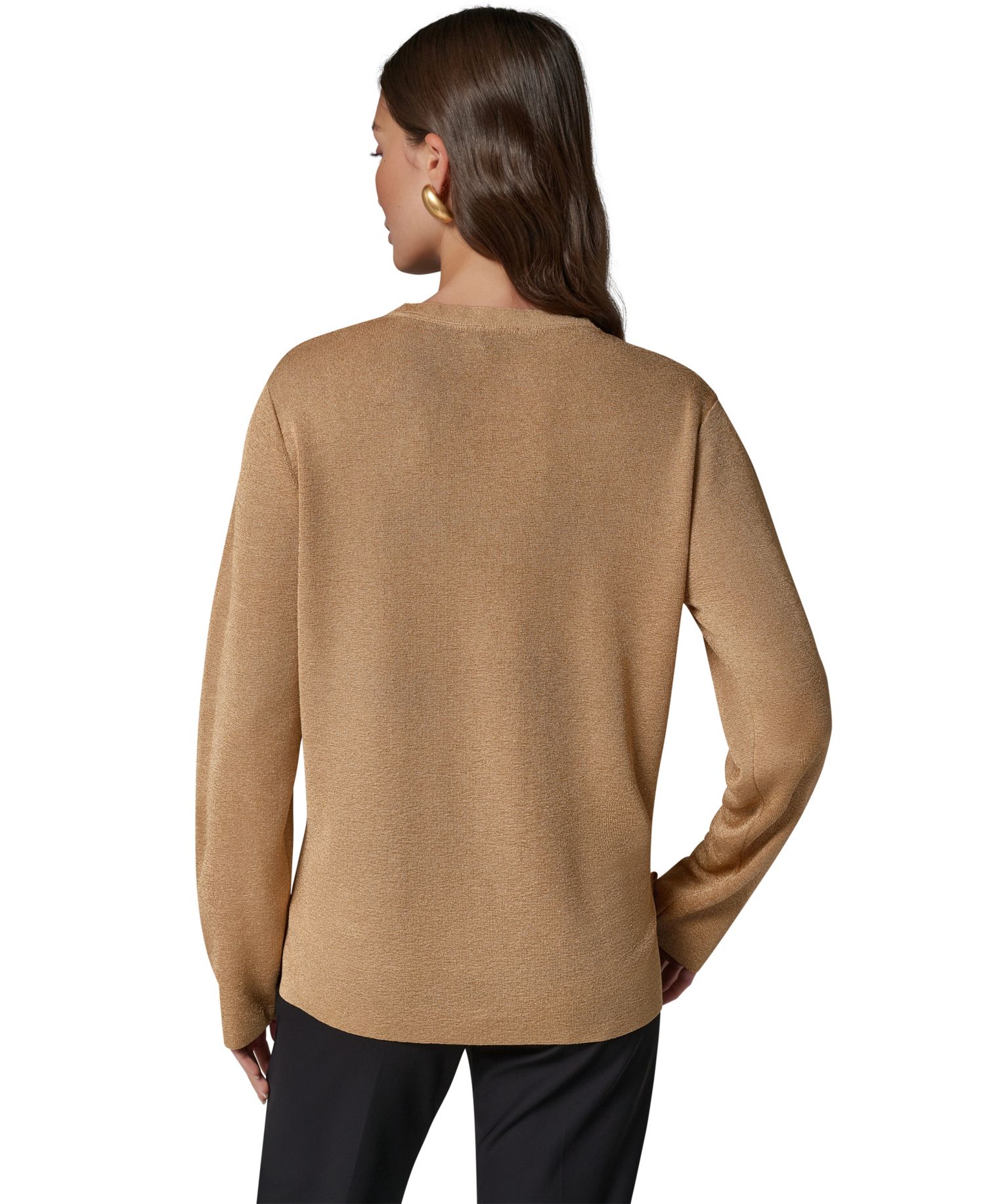 Women's Long-Sleeve Metallic V-Neck Sweater