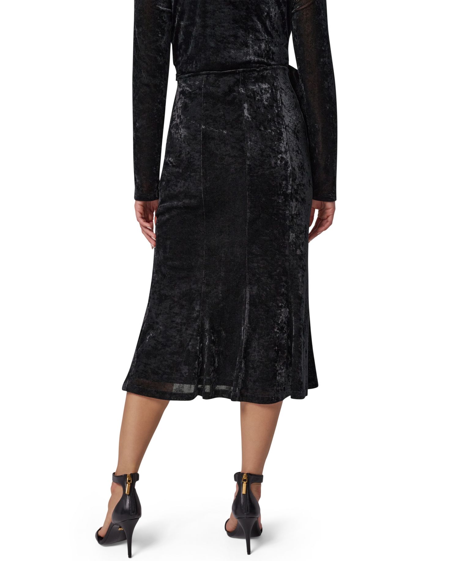 Women's Stretch High-Waisted Velvet Midi Skirt