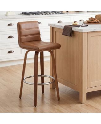 26" Swivel Counter Height Bar Stools, L-Shaped Faux Leather Kitchen Stools