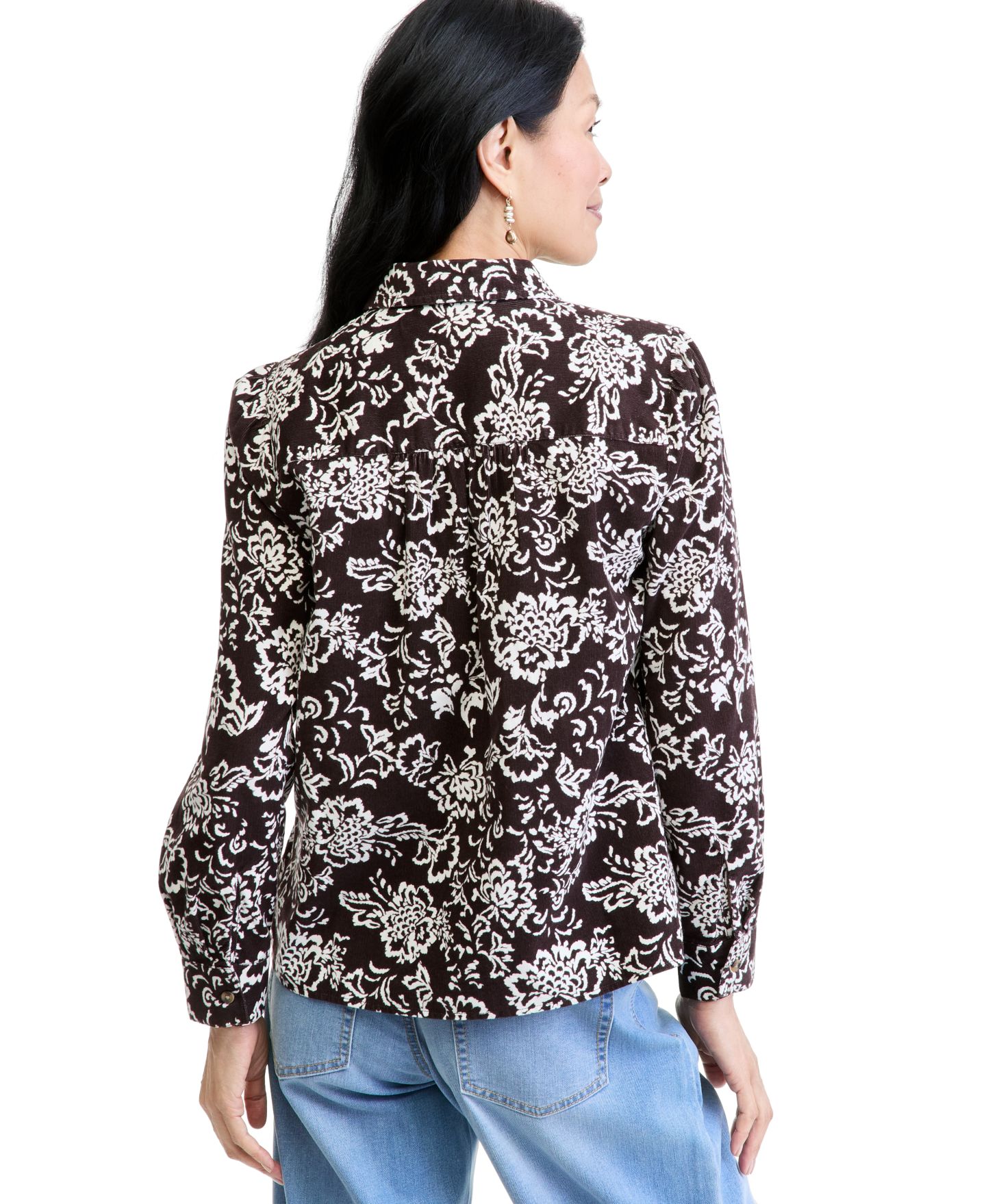 Женская блузка Style & Co Printed Corduroy Long-Sleeve, цвет: Small Ikat Coco — фото 4