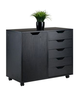Composite Wood Office Storage Cabinet with Drawers and Locking Casters, Cloud