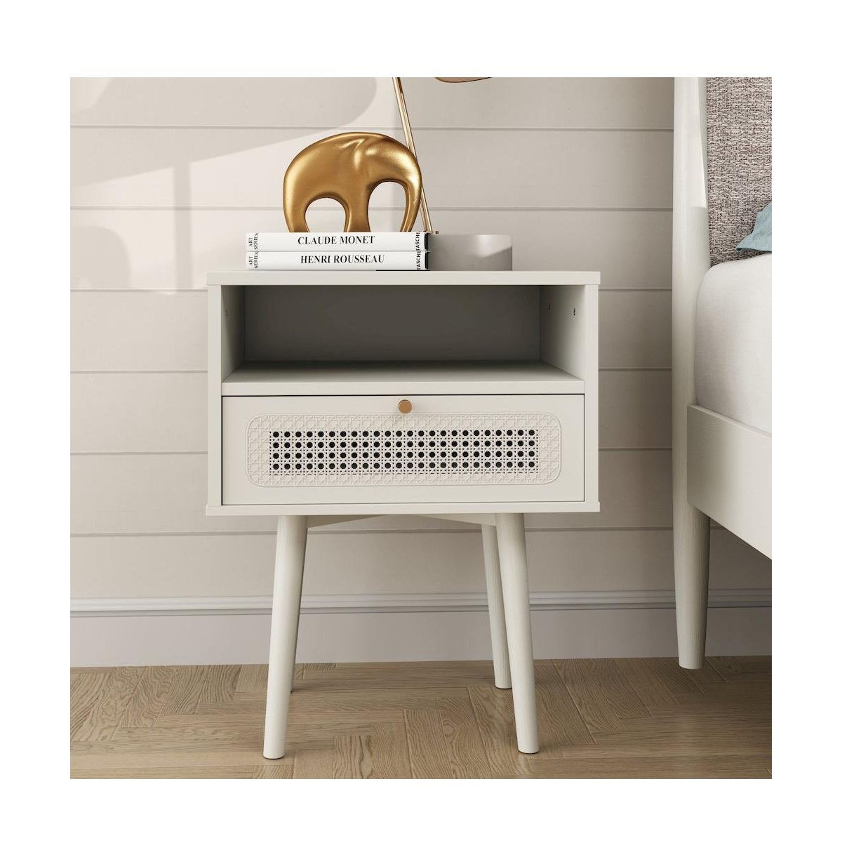 Roundhill Furniture Feeney Dual-tier Storage Nightstand, Side Table