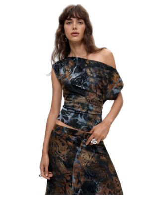 Women's Asymmetric flocked top