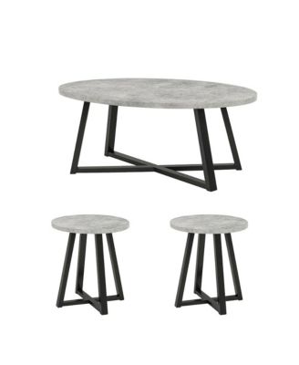 Modern Harmony 3-Piece Wood Oval Coffee Table Set