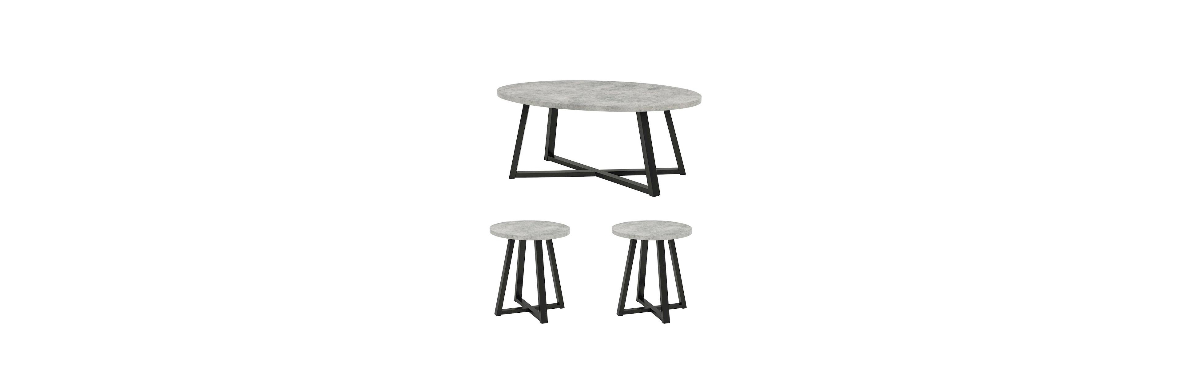 Roundhill Furniture Modern Harmony 3-Piece Wood Oval Coffee Table Set