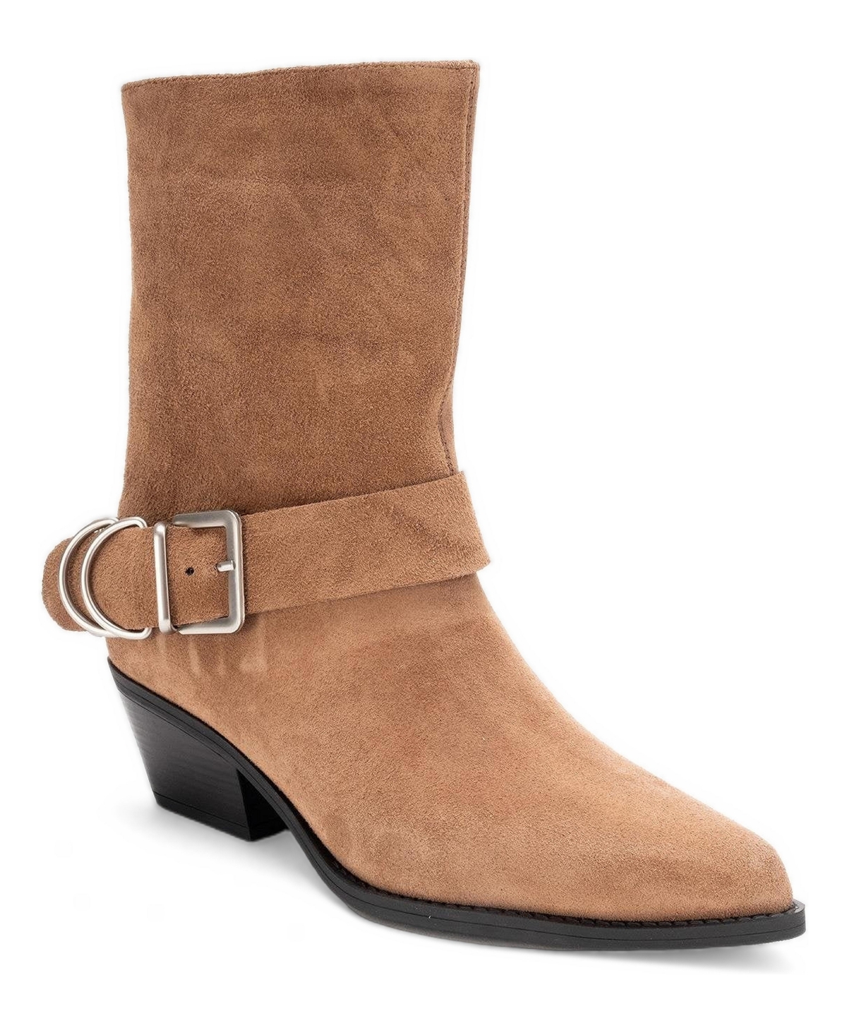Forever and Always Shoes Women's Velmor Leather Buckle Western Boot - Cognac suede