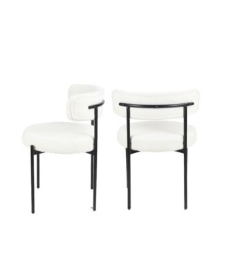 Burbank Modern Round Boucle Dining Chairs, Set of 2