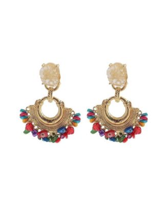 Women's Multi-Stone Multi-Color Statement-Drop Earrings