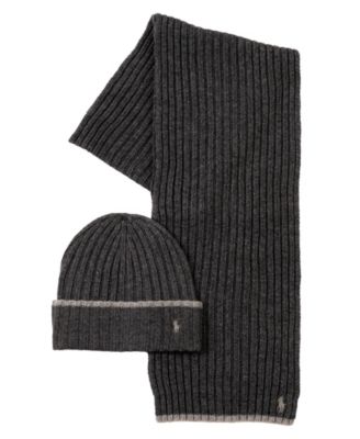 Men's Classic Ribbed Hat and Scarf, 2-Piece Set 