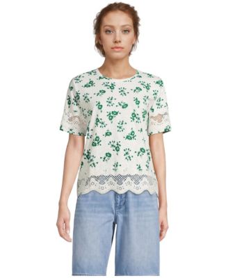 Women's Short Sleeve Slub Jersey Cutwork T-Shirt
