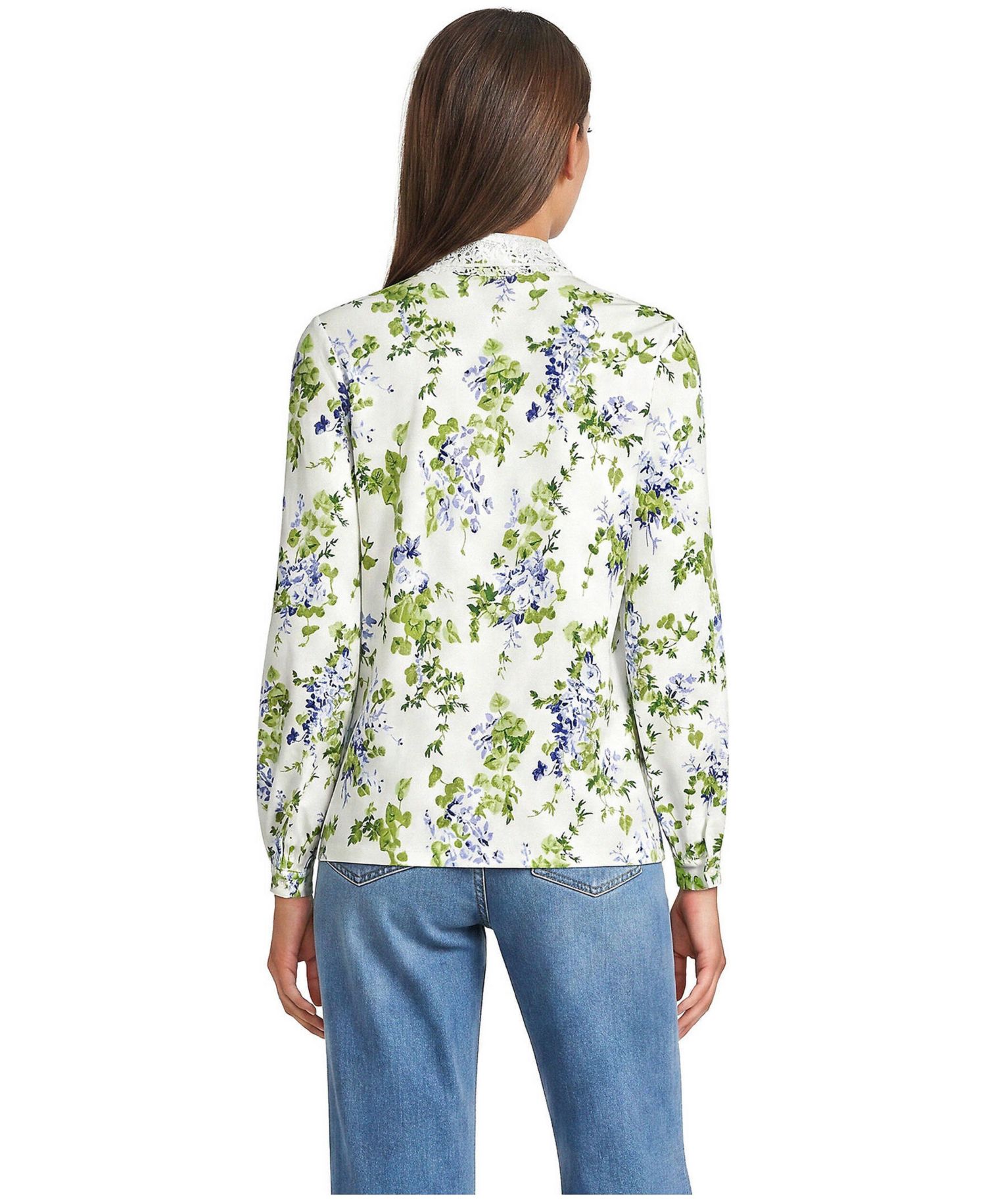 Women's Long-Sleeve Pintuck Lace Blouse