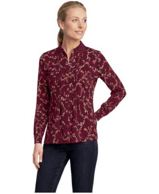 Women's Long-Sleeve Pintuck Button-Front Blouse