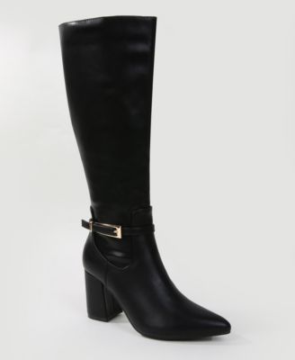 Mina Knee High Riding Boots with Buckle Accent