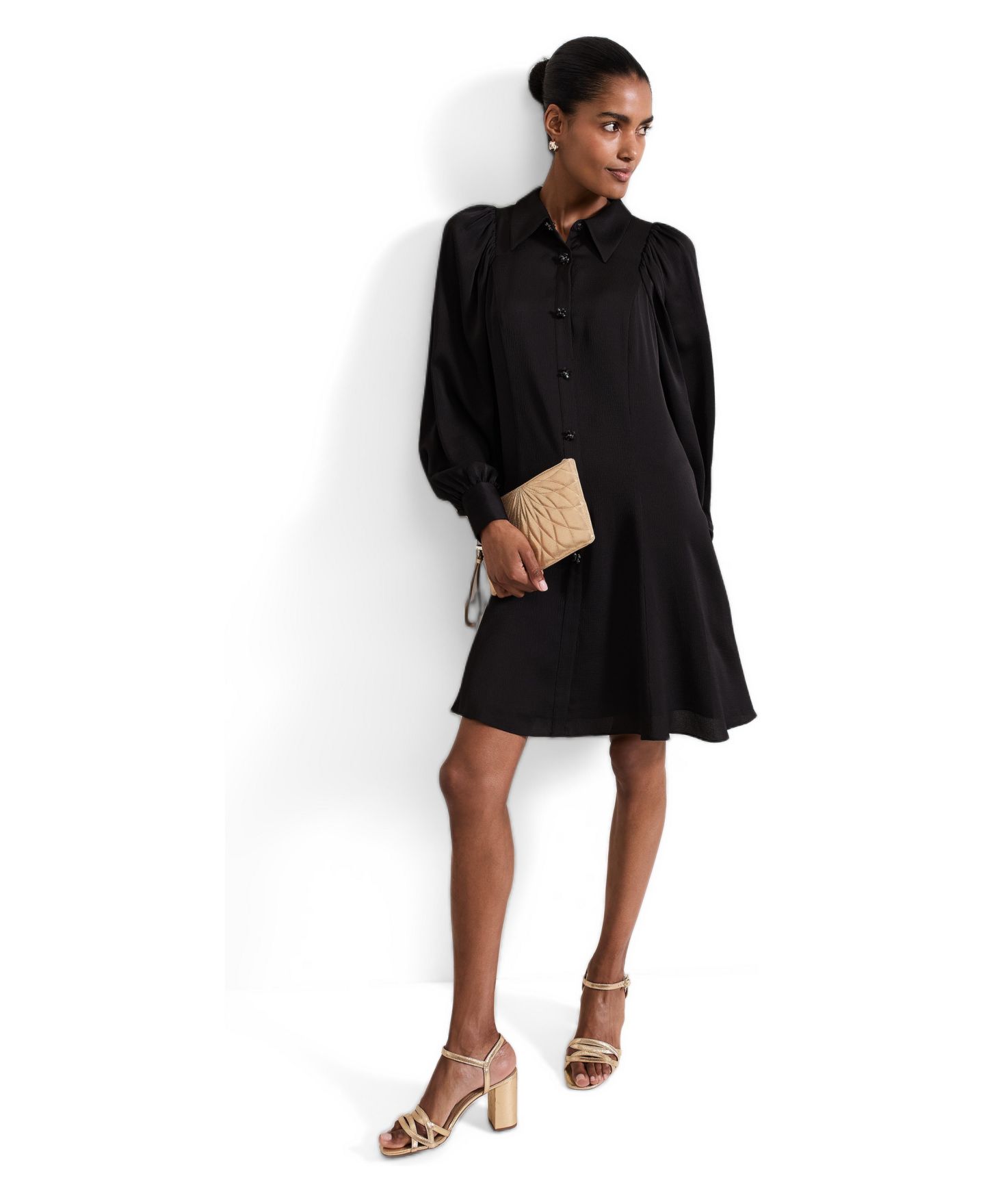 Женское платье Phase Eight Tila Puff-Sleeve Embellished Shirt Dress — фото 2