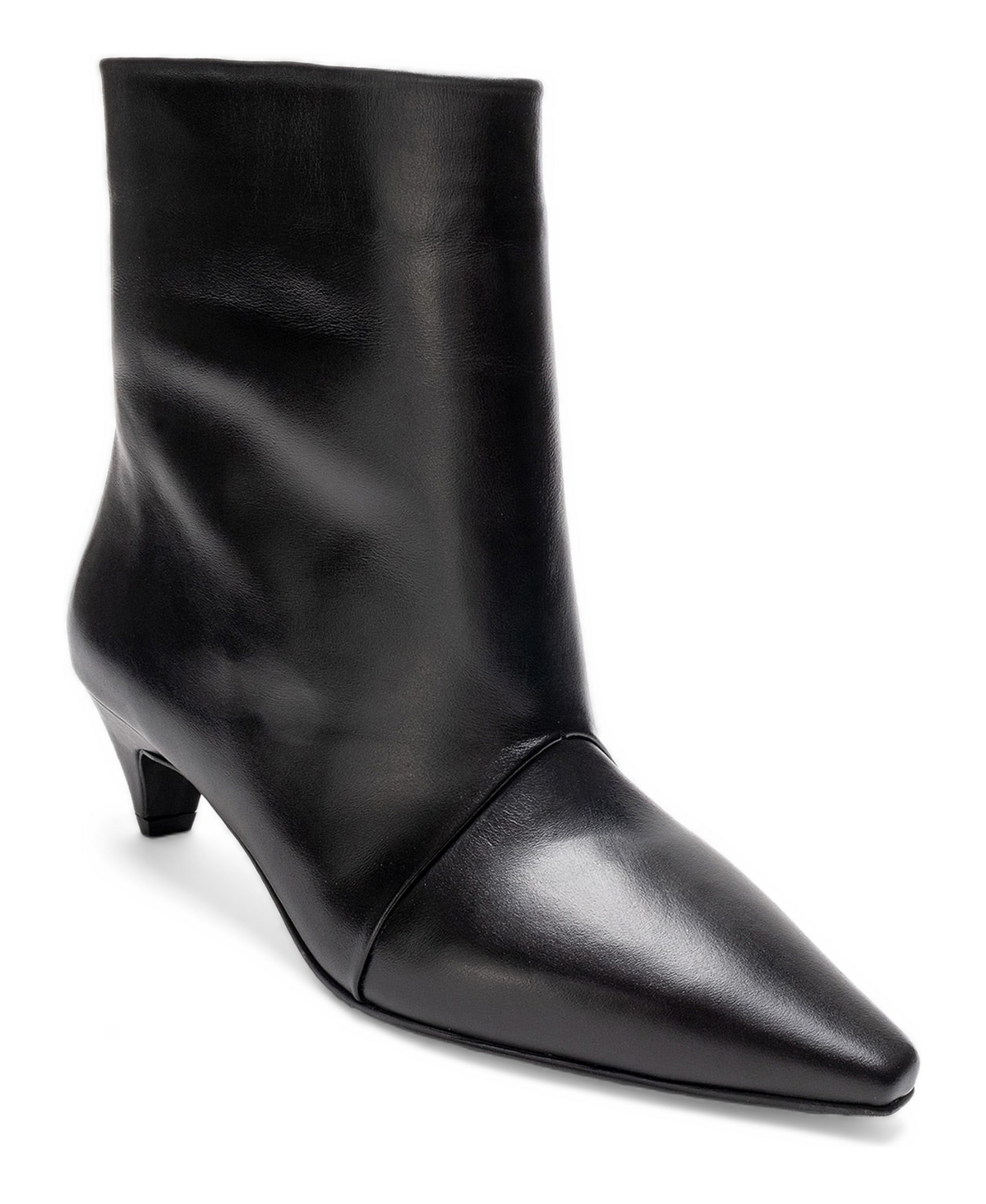 Forever & Always Shoes Amara Leather Kitten-Heel Pointed-Toe Ankle Boots