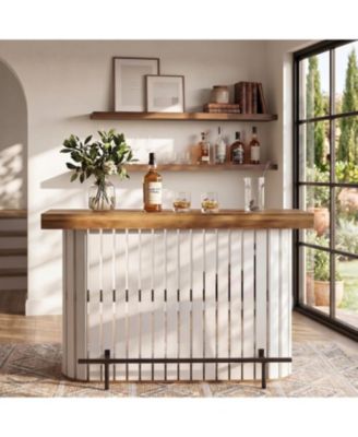 63-Inch Long Bar Table with 2-Tier Storage