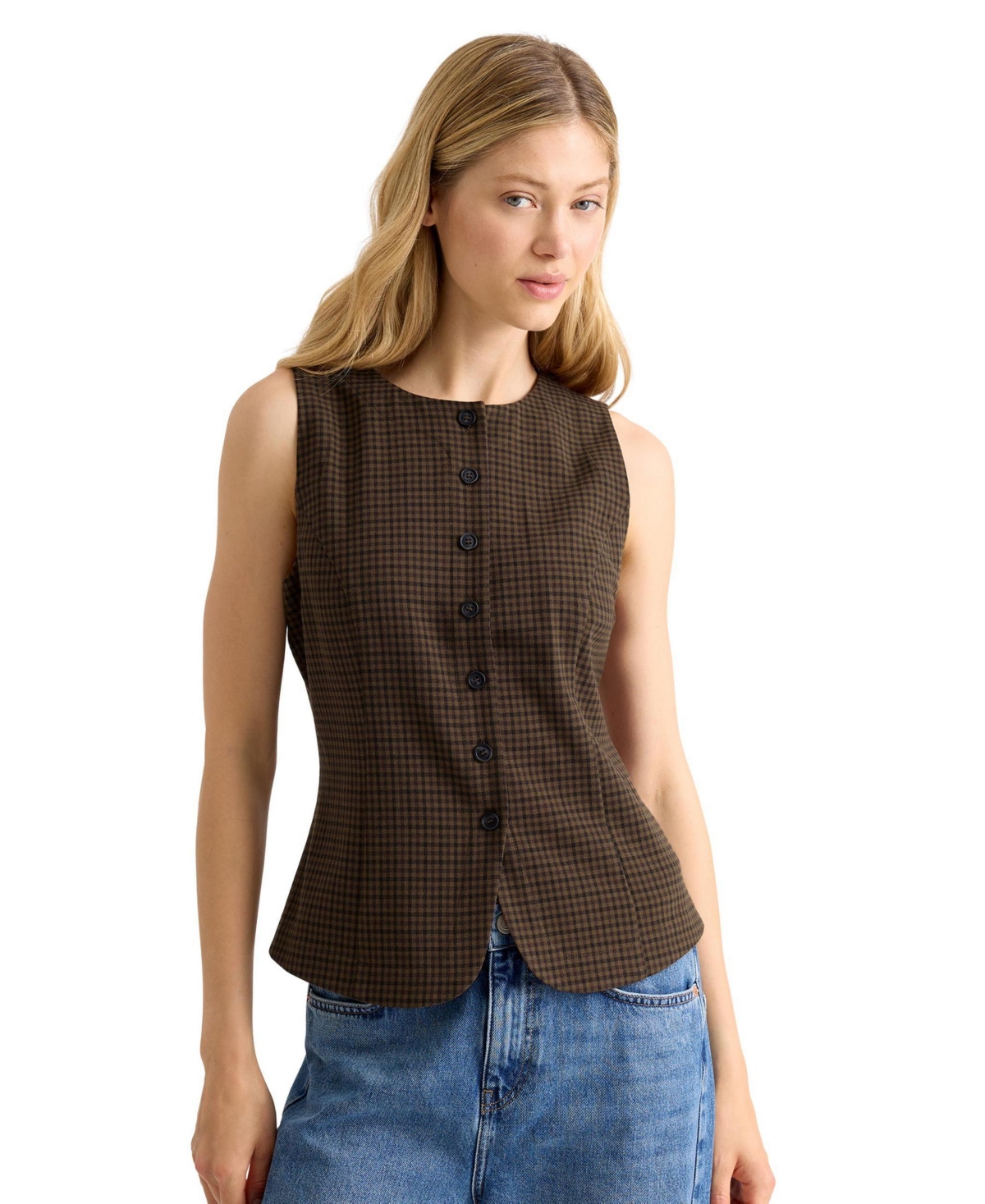 Albaray Women's Tailored Gingham Waistcoat