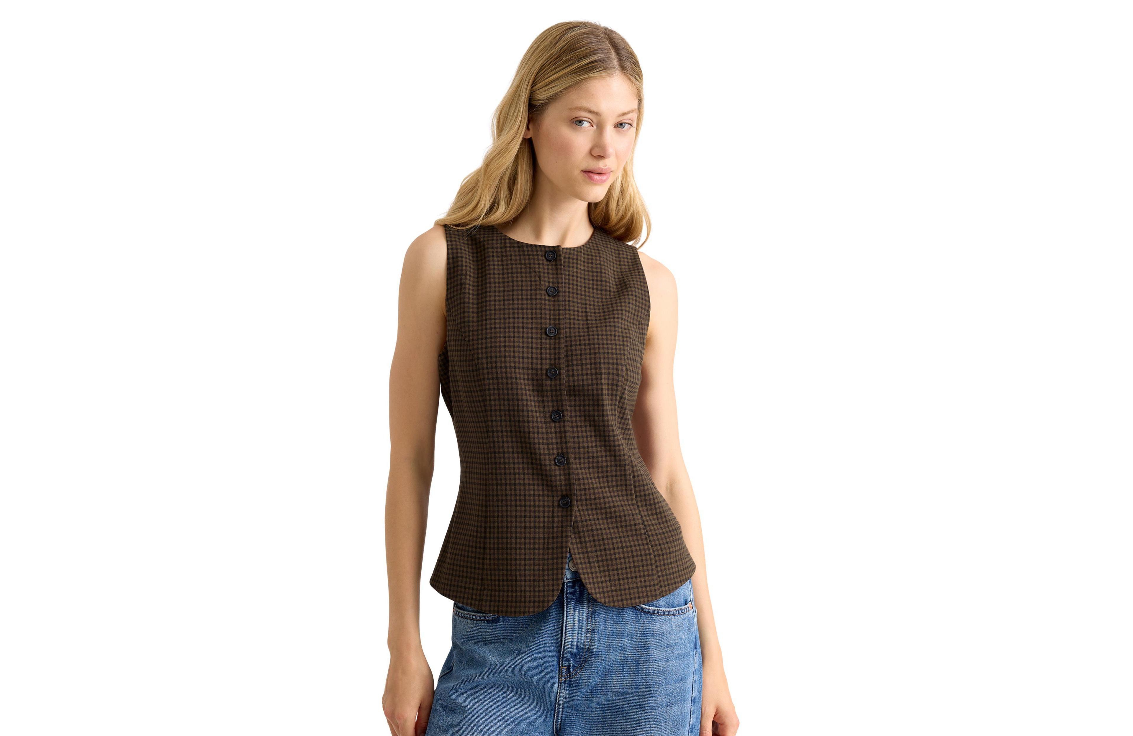 Albaray Women's Tailored Gingham Waistcoat