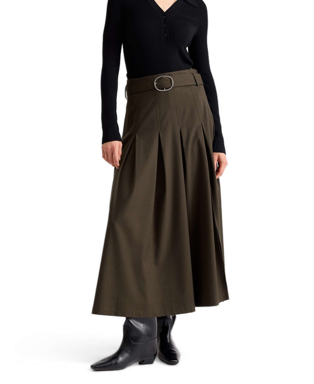 Albaray Women's Mini Checked Belted Skirt