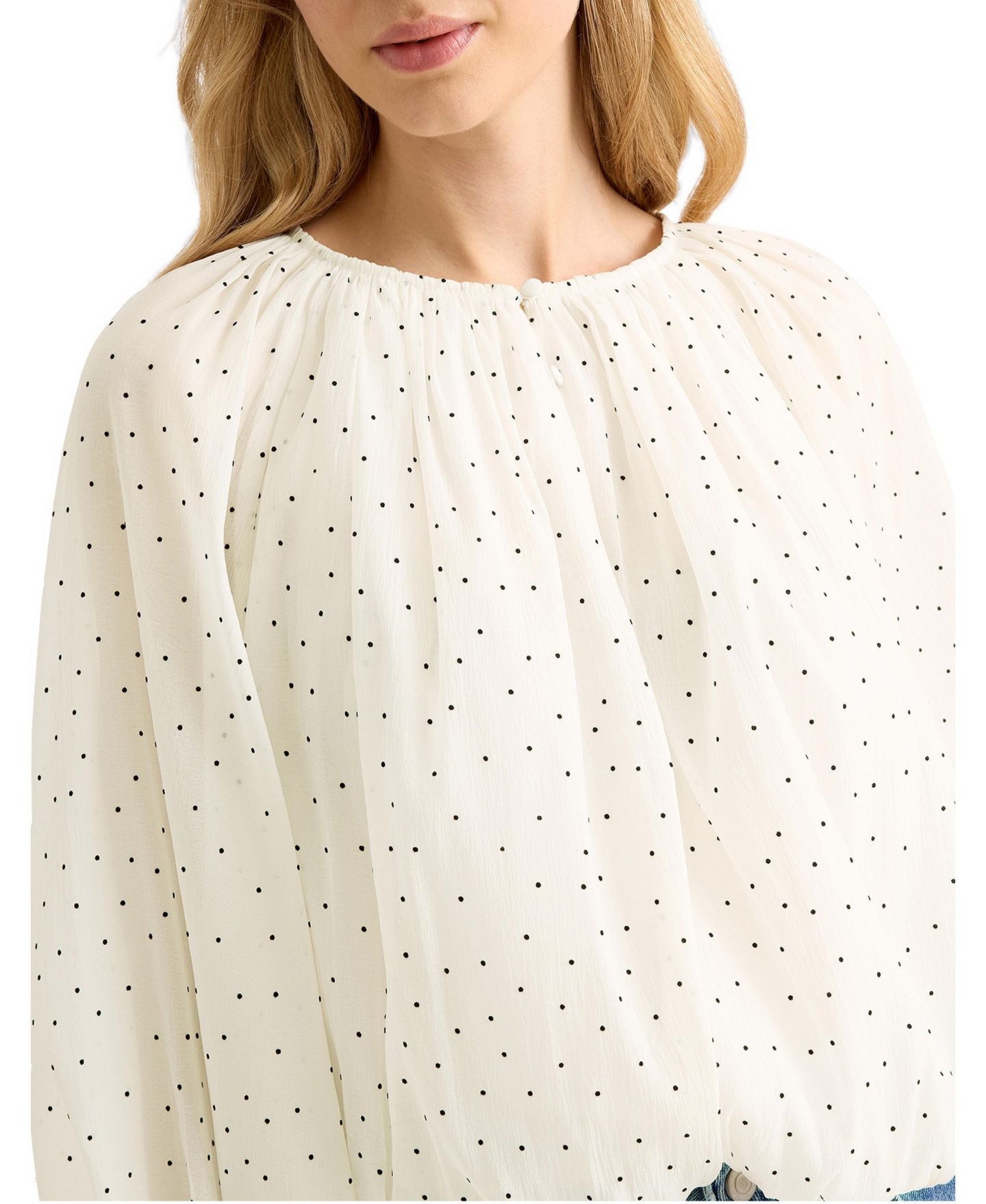 Женская блузка Albaray Polka-Dot Bubble-Hem, цвет: Кремовый — фото 2