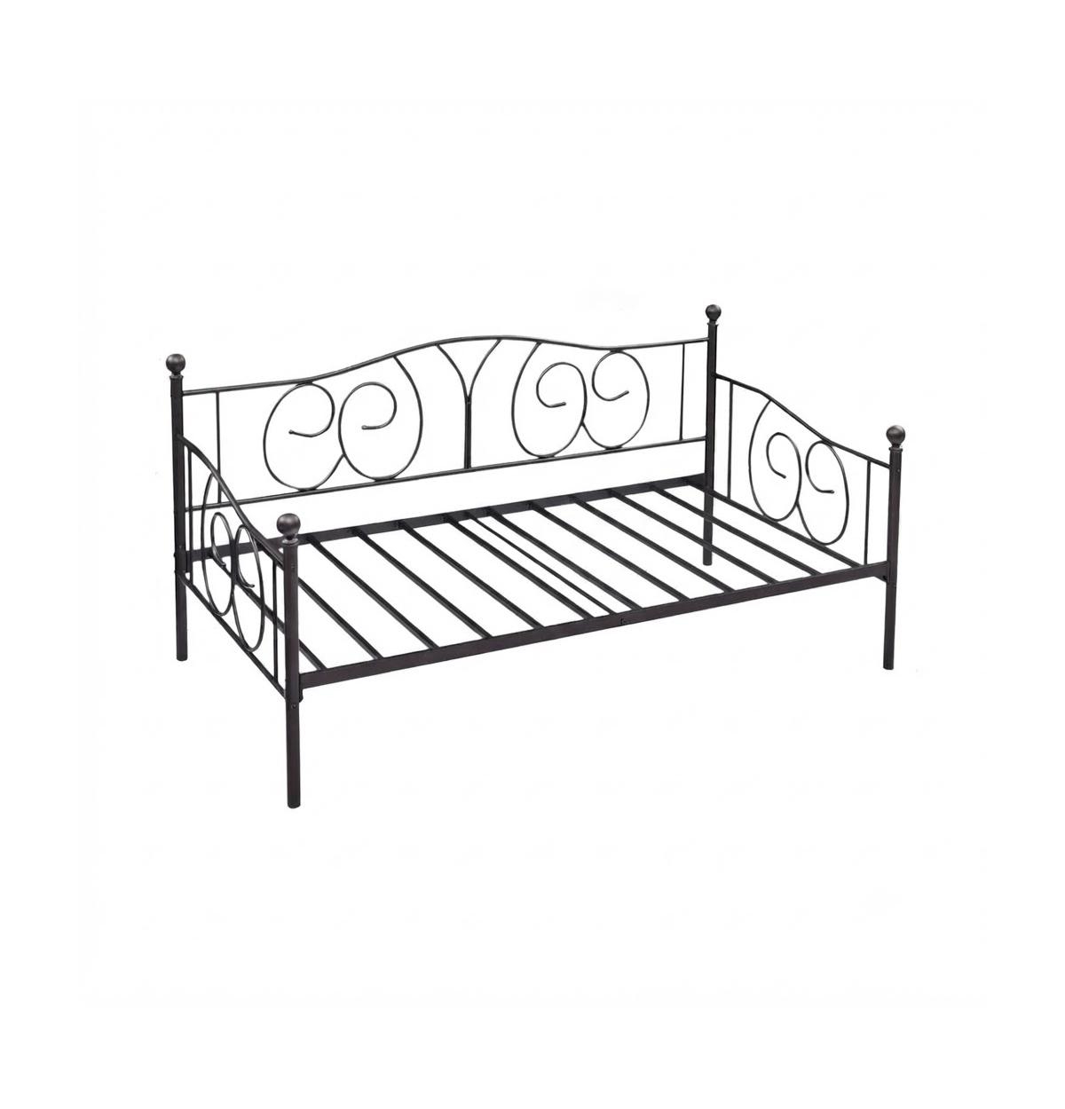 Slickblue Modern Metal Daybed Frame with Sturdy Platform Base for Home - Black