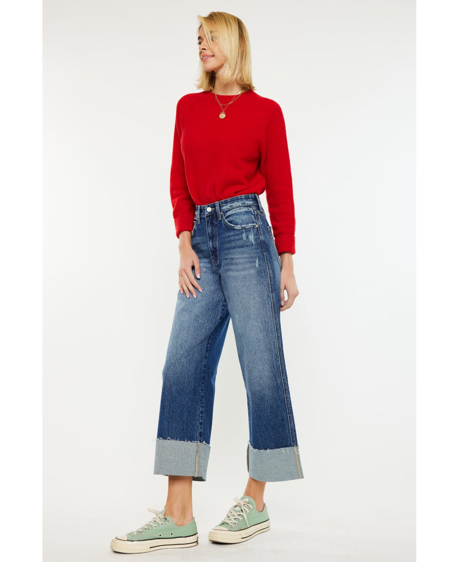 Women's Lynn High-Waisted Cropped Wide-Leg Jeans